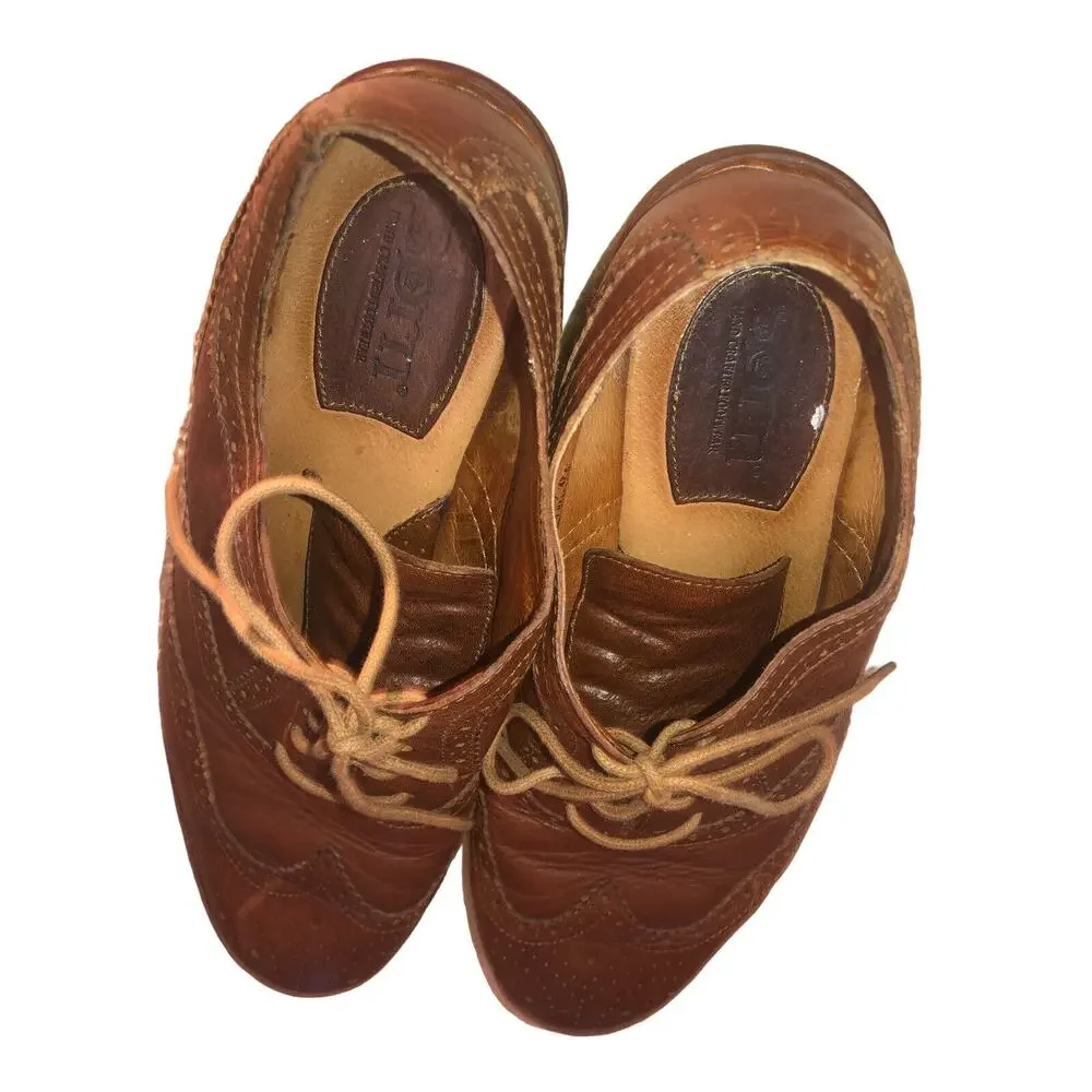Born Mens Brown Pebbled Leather Wingtip Oxford Brogue Dress Shoes H48516 Size 13